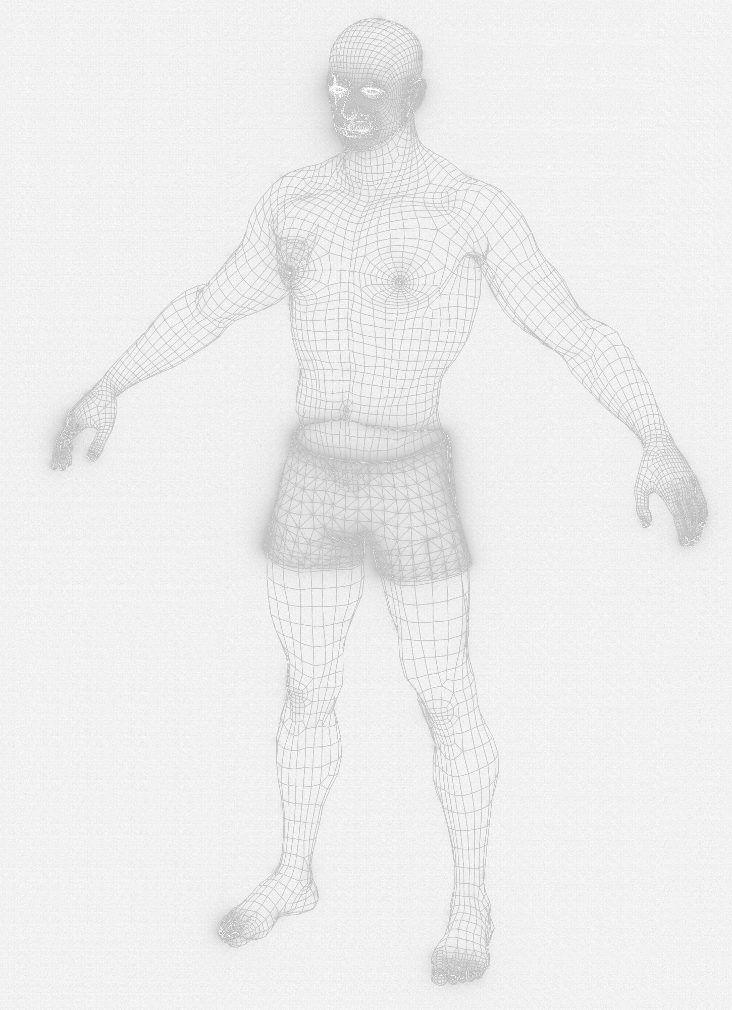 Base Mesh Realistic Human Male Body Rigged GameReady Free low-poly 3D model_11