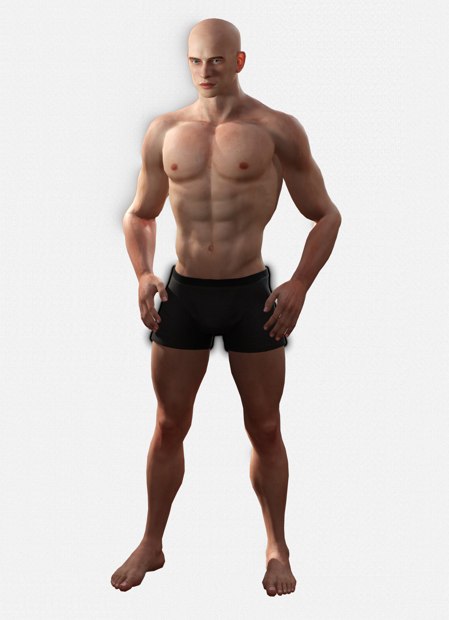 Base Mesh Realistic Human Male Body Rigged GameReady Free low-poly 3D model_15