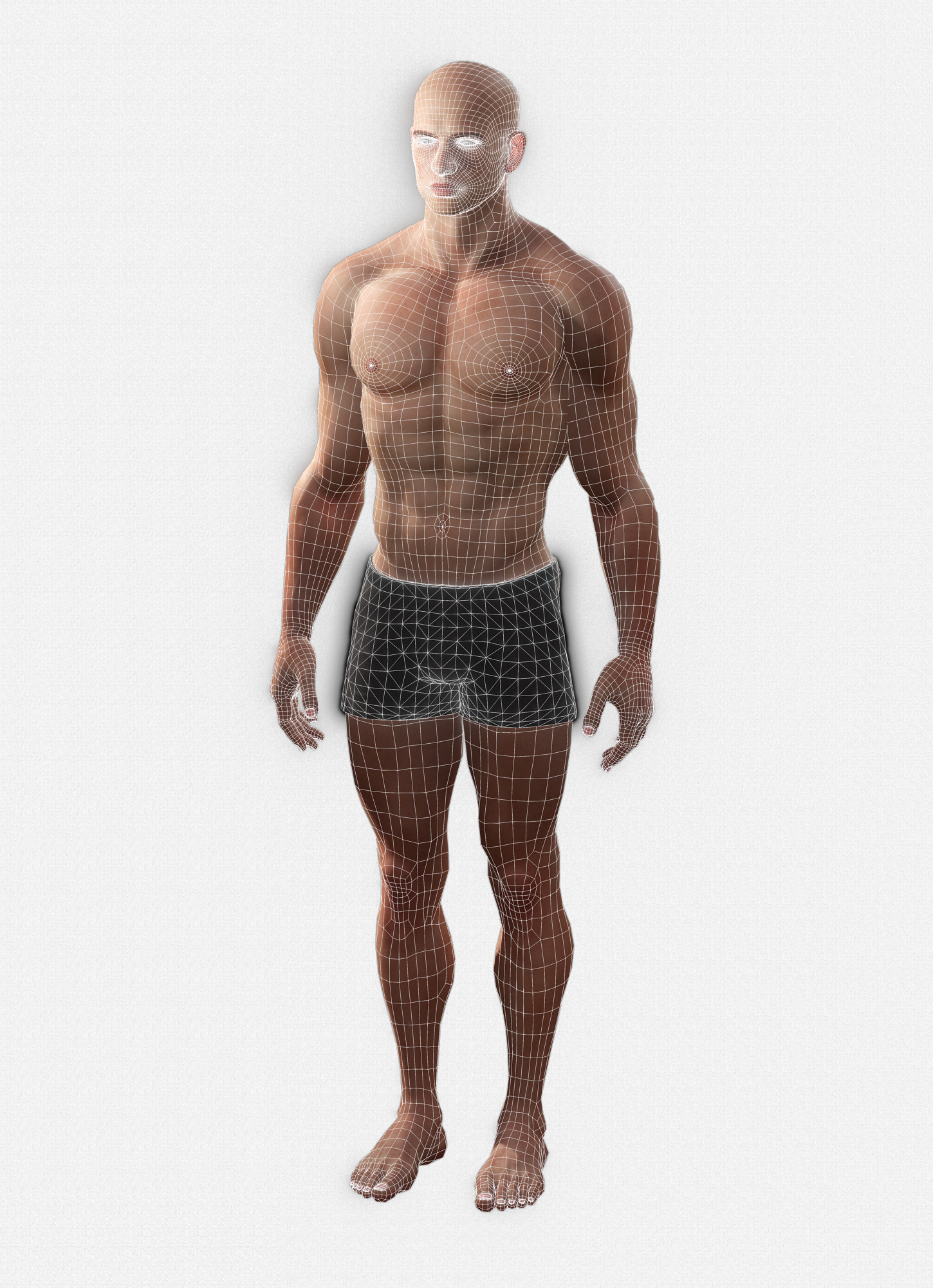 Base Mesh Realistic Human Male Body Rigged GameReady Free low-poly 3D model_14
