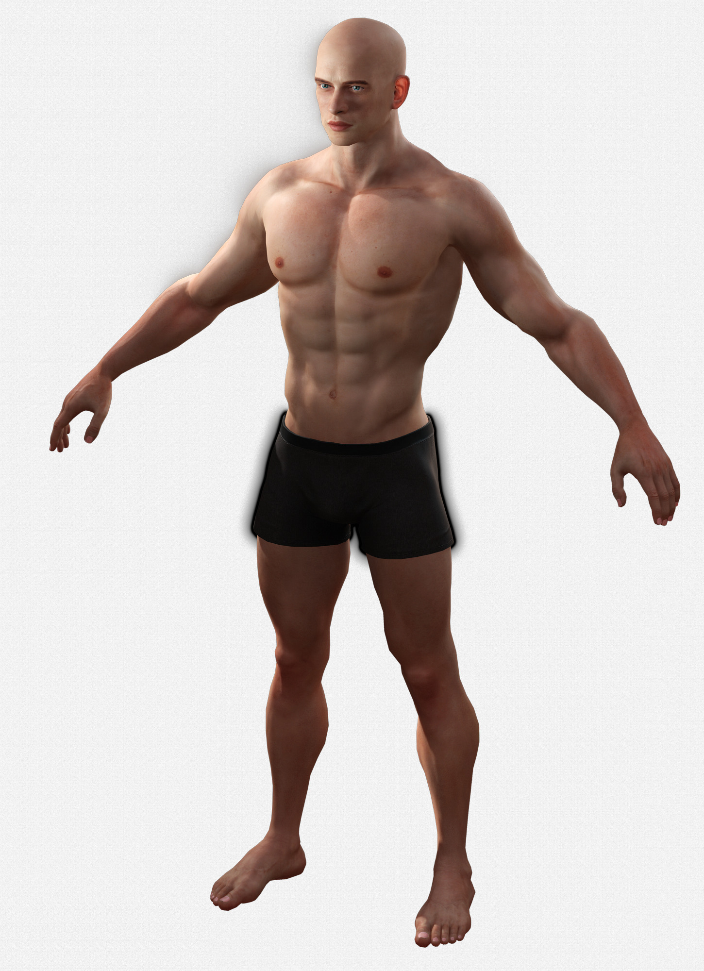 Base Mesh Realistic Human Male Body Rigged GameReady Free low-poly 3D model_10