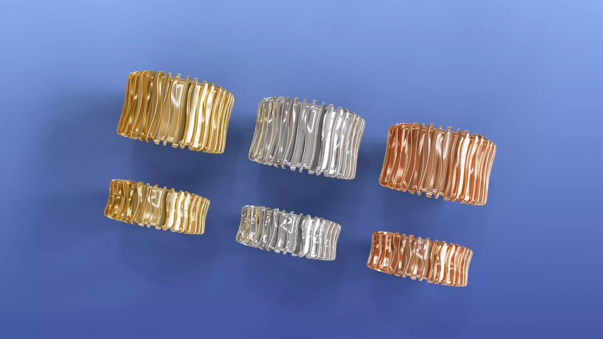 Tiger Stripes Wide Band Ring Wave Vertical CAD Design 54 and 58 3D print model