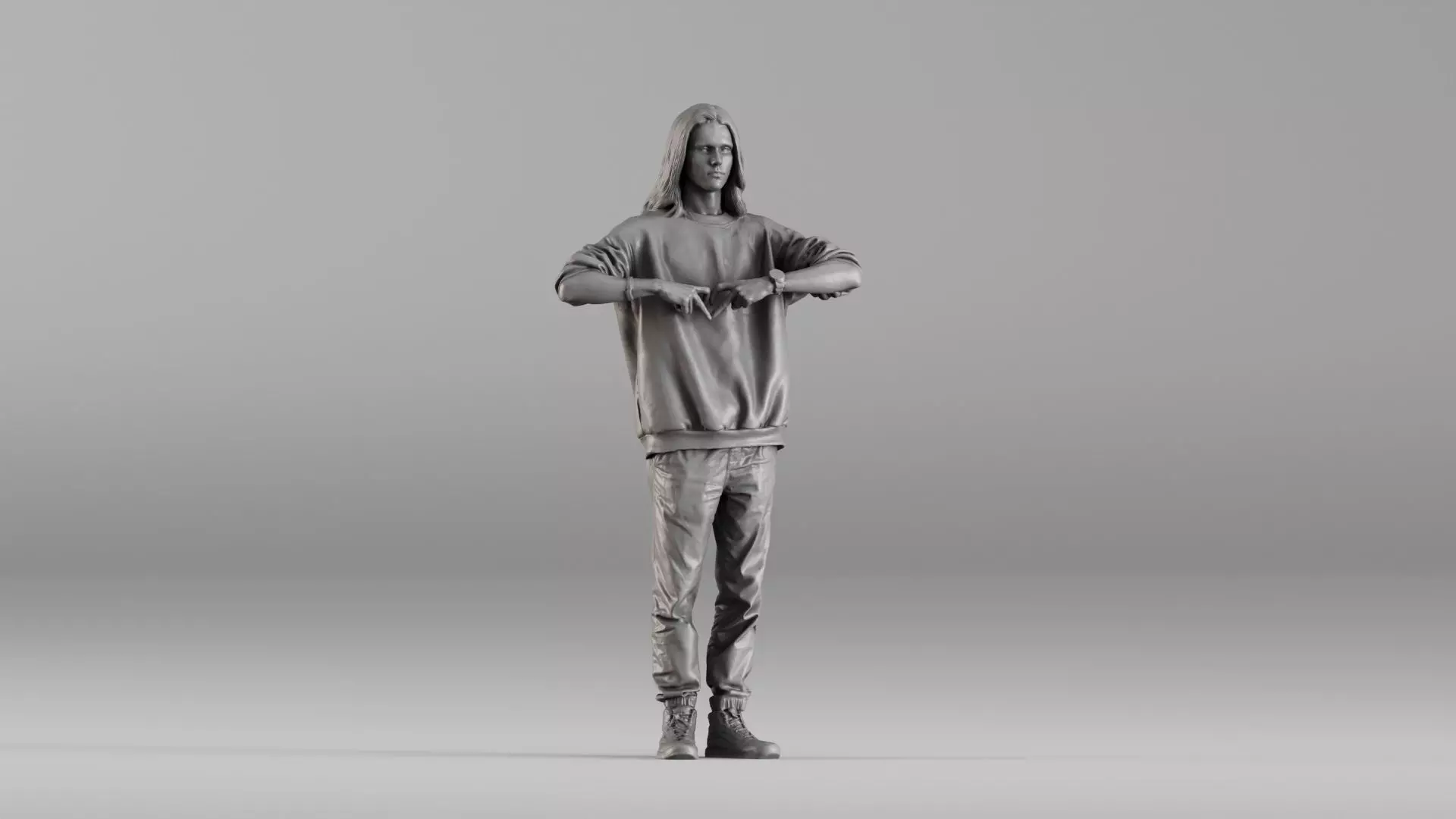 002417 Urban Man Making Hand Gesture 3D Print Miniature 3D print model