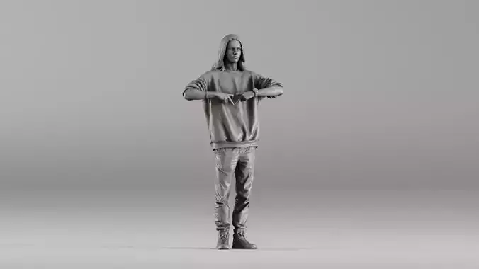 S00112 Urban Style Man Making Hand Gesture 3D print model