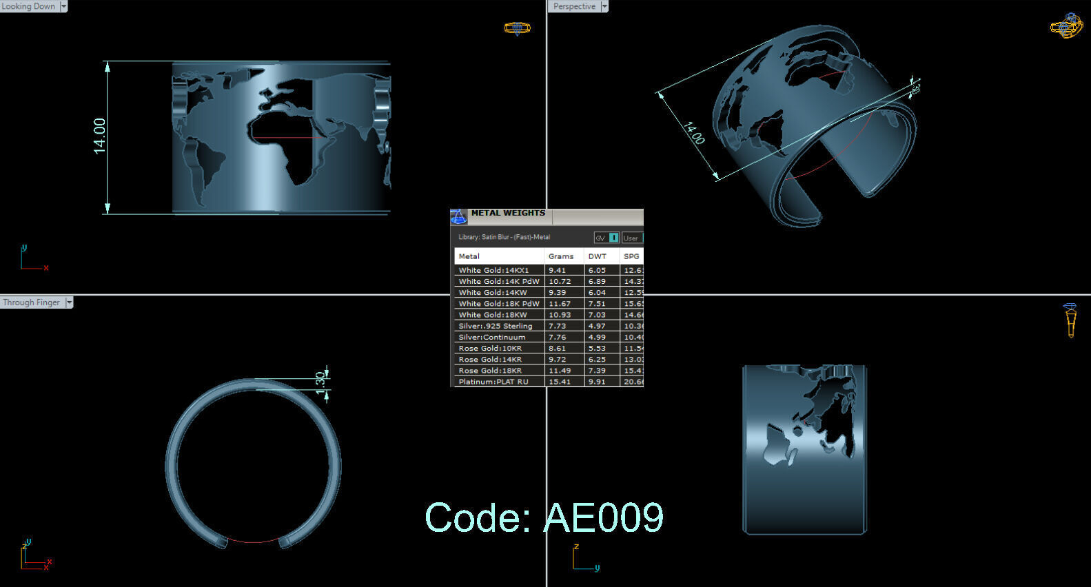 world map ring 3D model_2