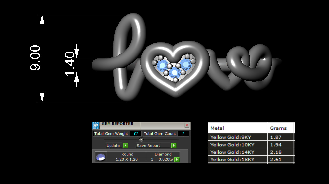 Love ring 3D model_2
