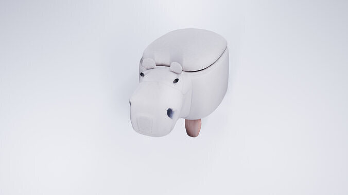 Low Poly Rhino-Shaped Kids Pouf - Stylized Animal Seat 3D model