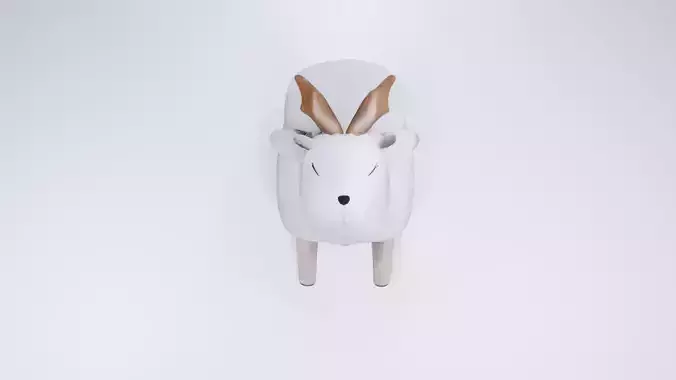 Low Poly Deer-Shaped Kids Pouf - Stylized Animal Ottoman 3D model
