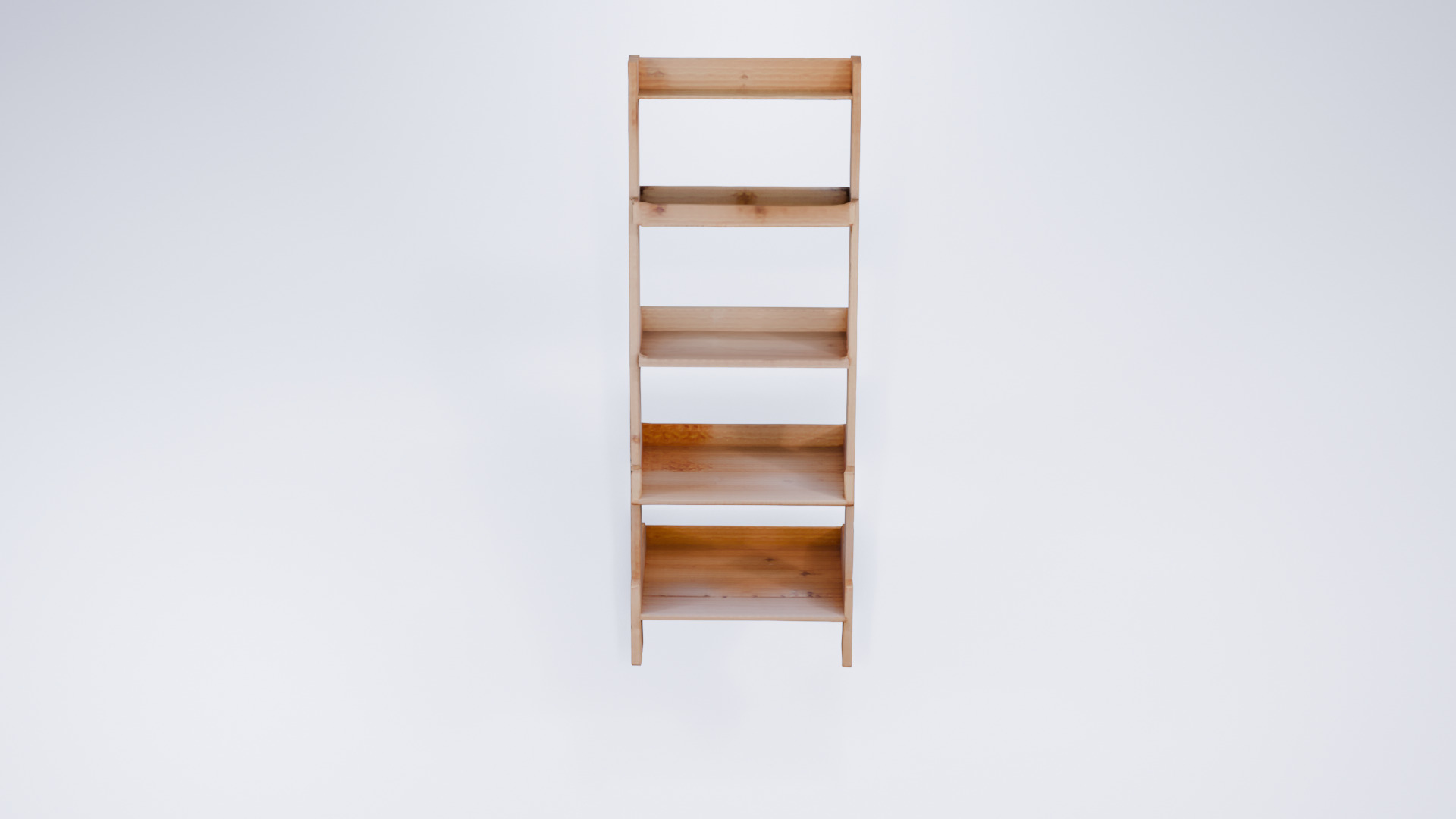 Low Poly Wooden Ladder Shelf - Stylized Leaning Rack 3D model_2