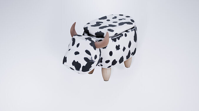 Low Poly Bull-Shaped Kids Pouf - Stylized Animal Ottoman 3D model