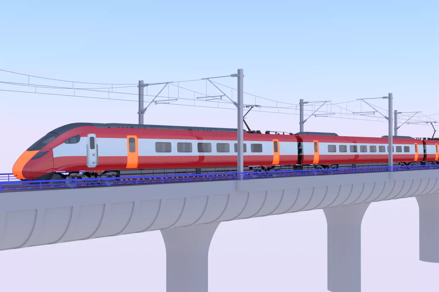 Bridge with Hitachi Azuma 3D model