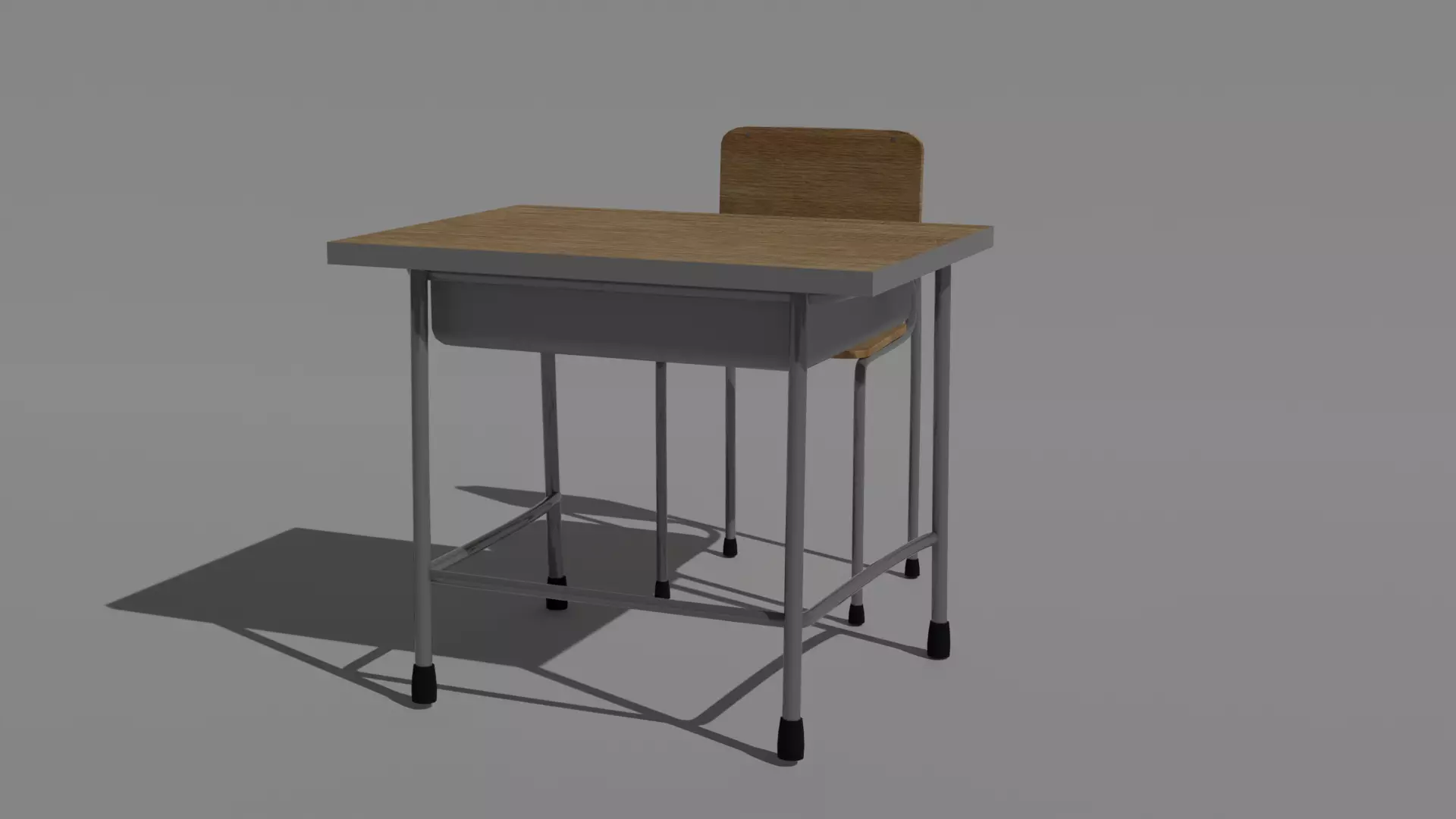 Japanese style desk and chair Low-poly 3D model_0