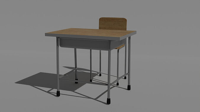 Japanese style desk and chair Low-poly 3D model