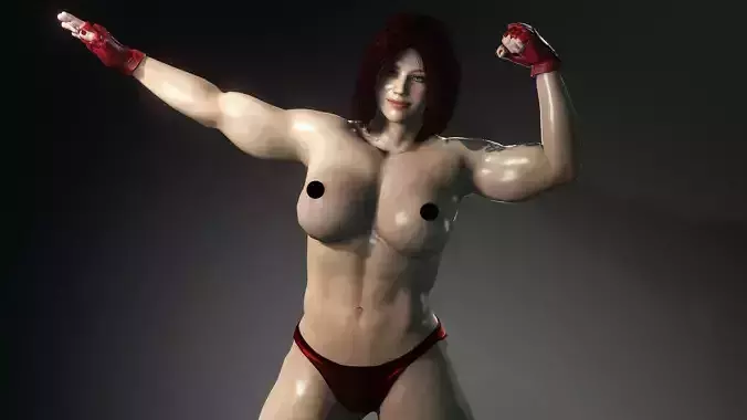 Female Wrestler Low-poly 3D model