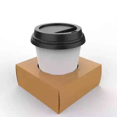 One Coffee Cup with Kraft Paper Holder Texture