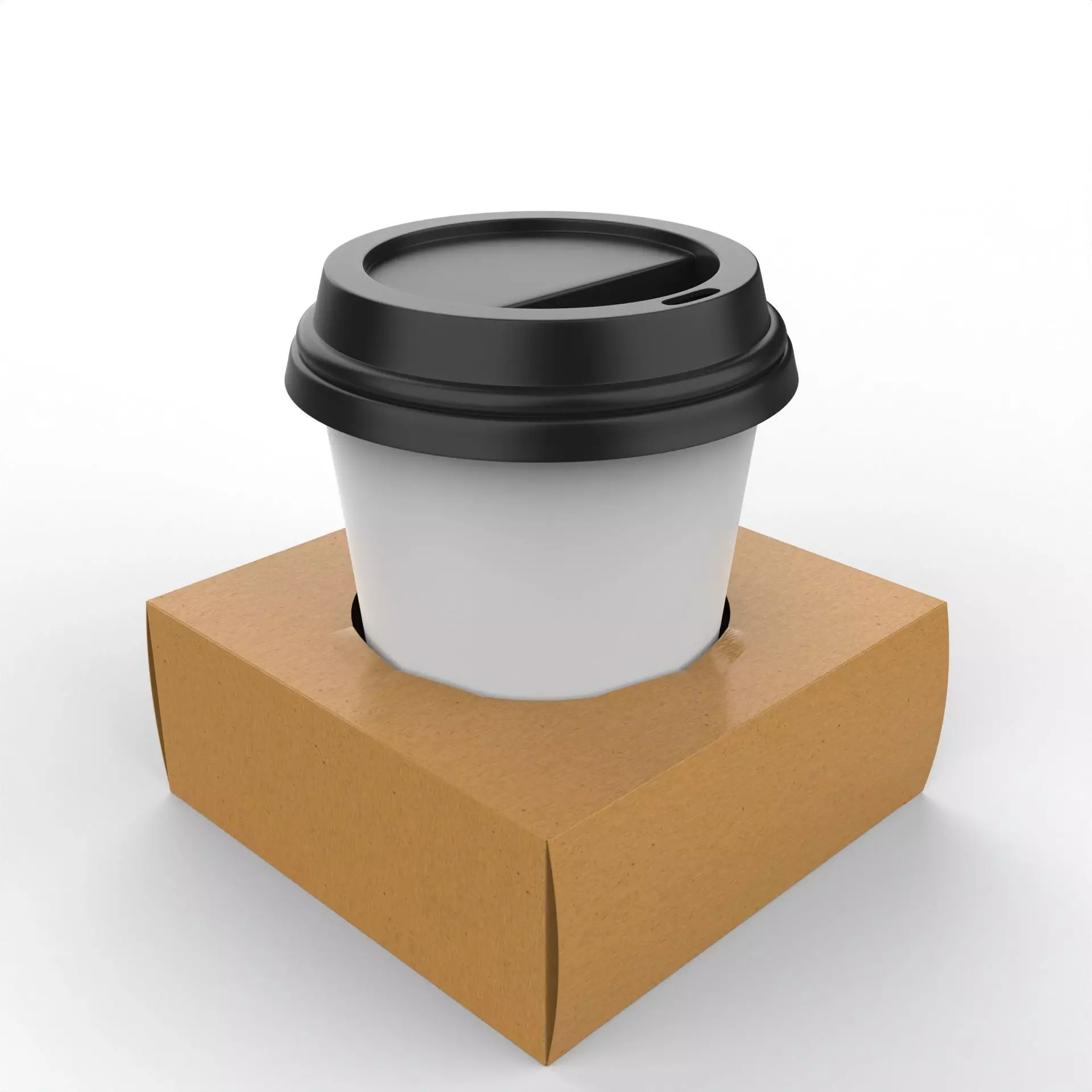 One Coffee Cup with Kraft Paper Holder Texture_0