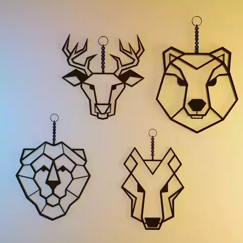Geometric Wild Animal Keychains - 3D Printable Stylish Designs