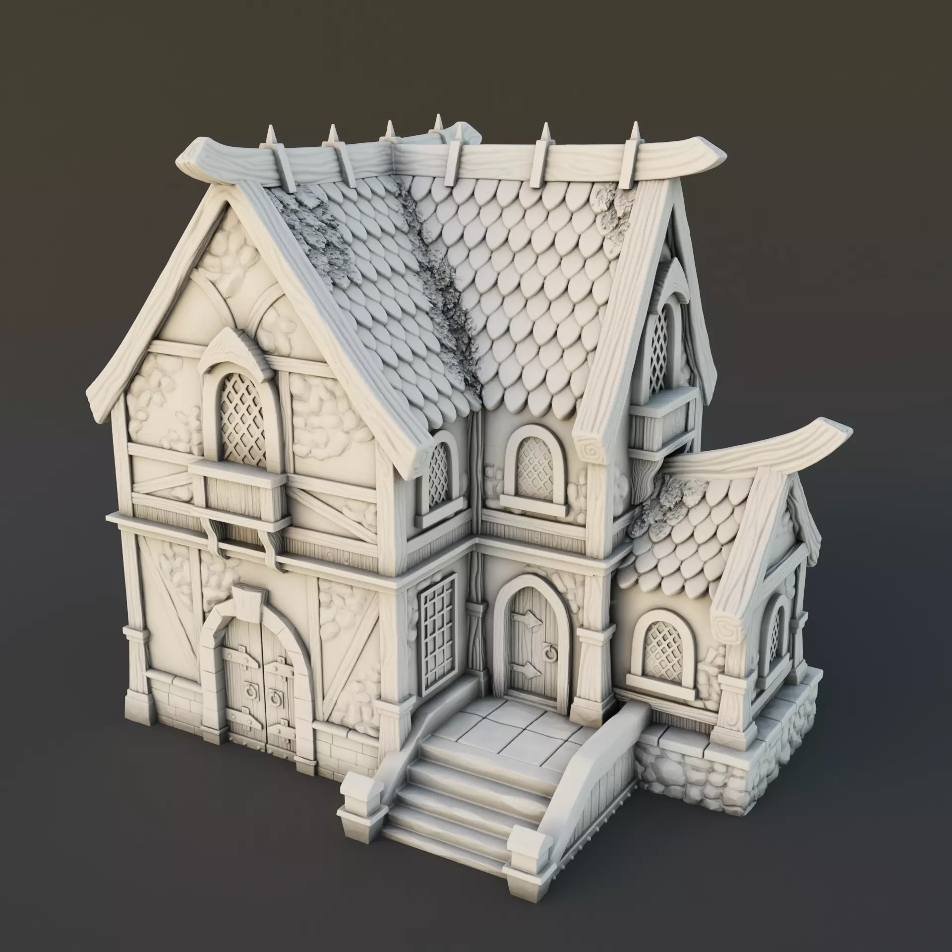 Medieval house 3D print model_0