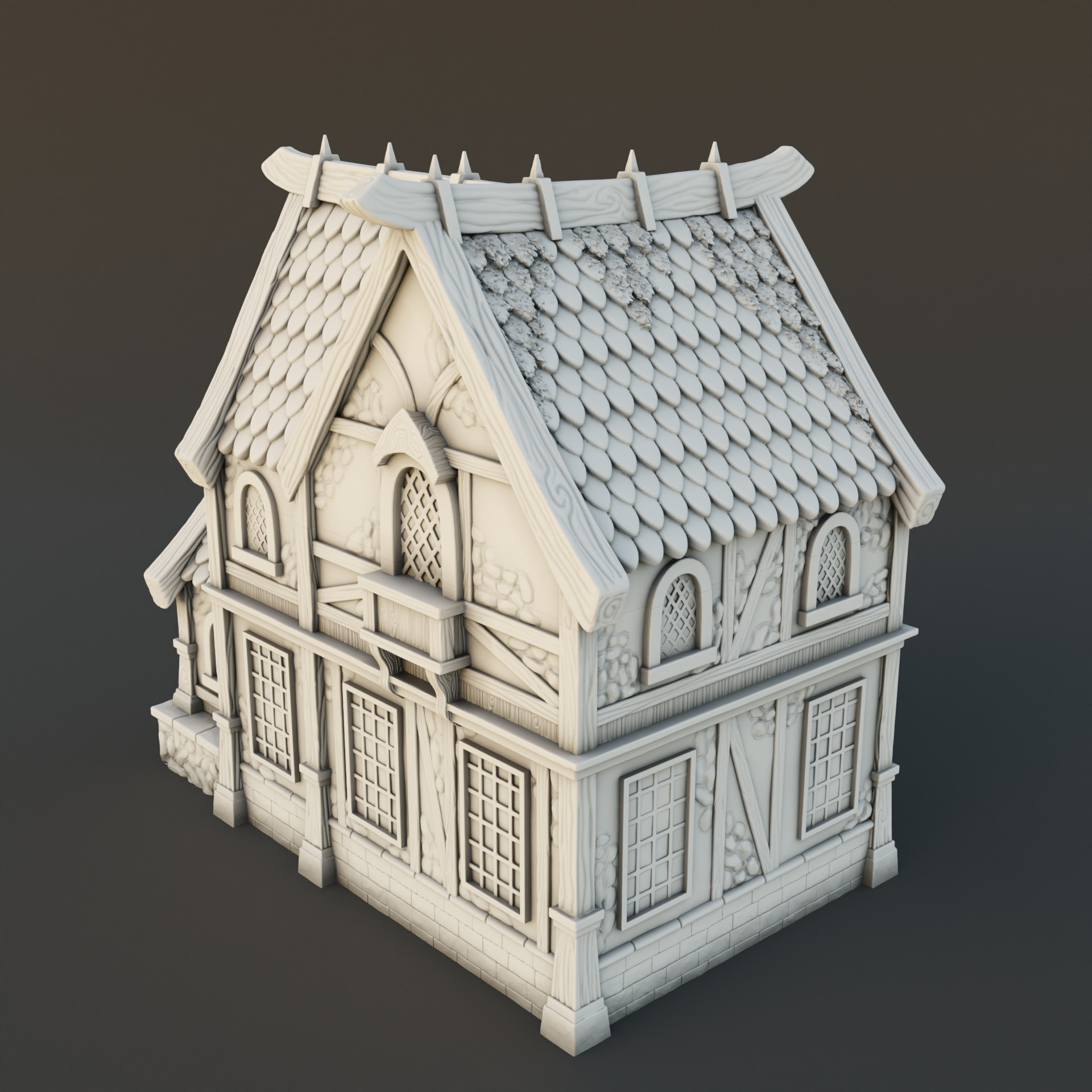 Medieval house 3D print model_1