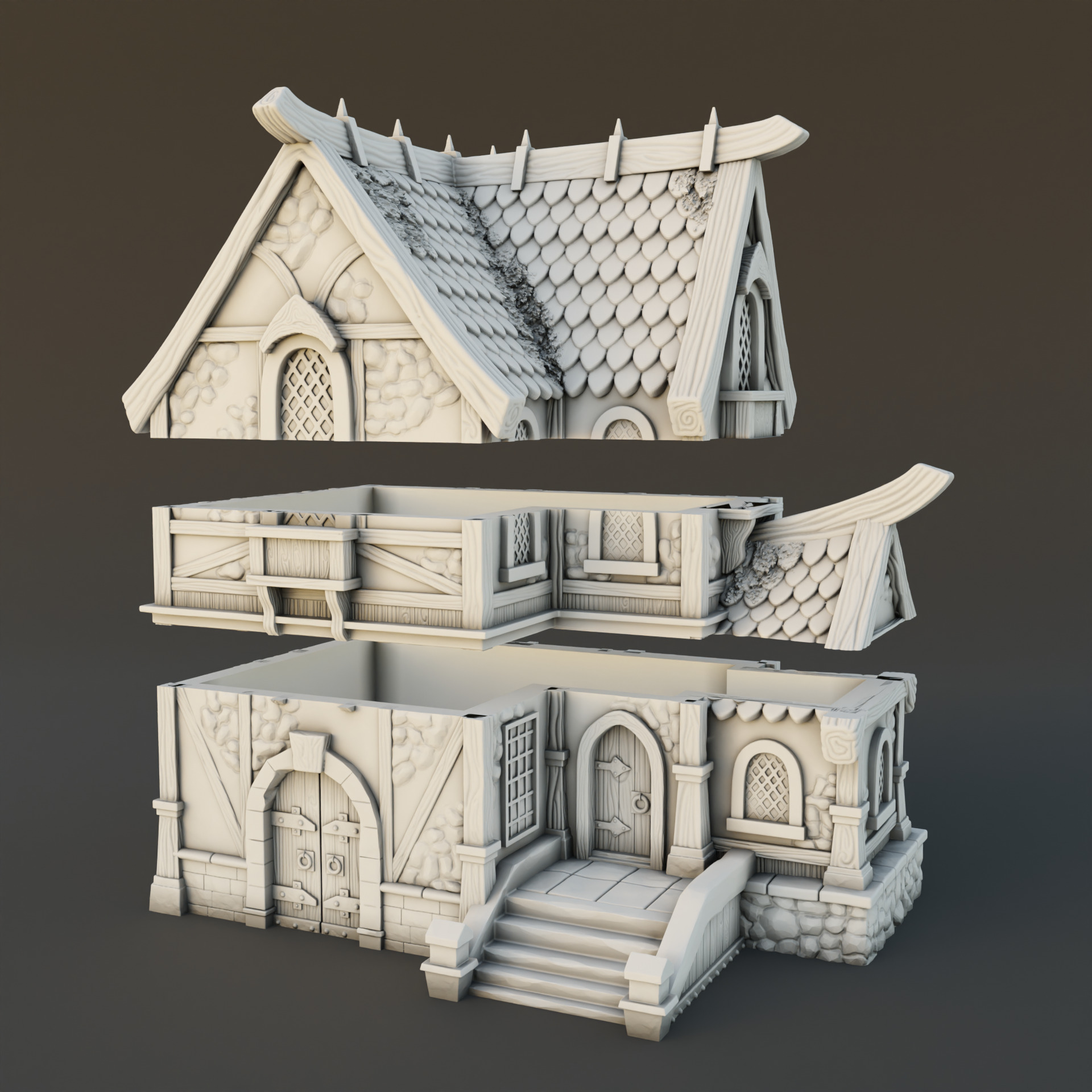 Medieval house 3D print model_2