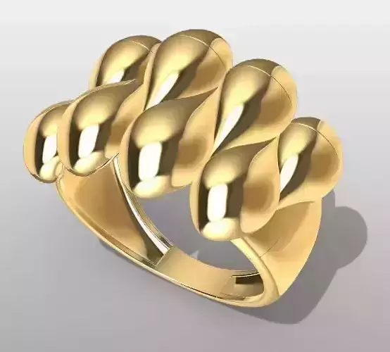 Modern Sculpted Statement Ring  3D Model 