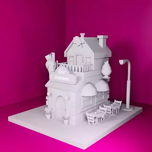 Charming Ice Cream Parlour 3D Model for Printing 3D print model