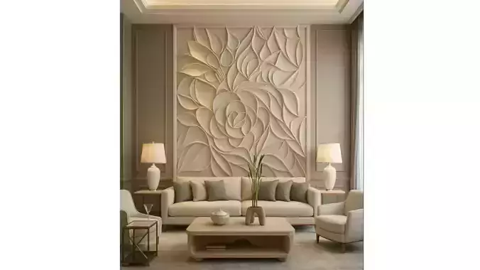 3D Wall Panel mural decor set relief stl 04 