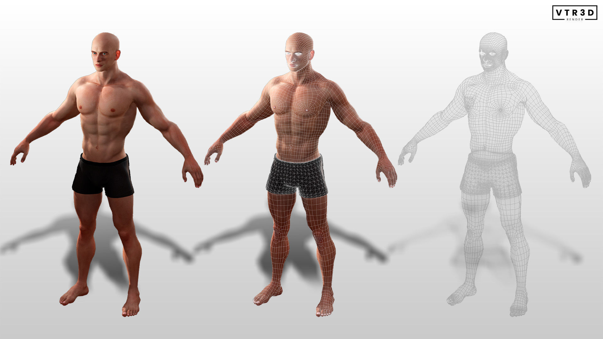 Realistic Male Female Base Bodies Game Ready Rigged Optimized 3D Model Collection_8