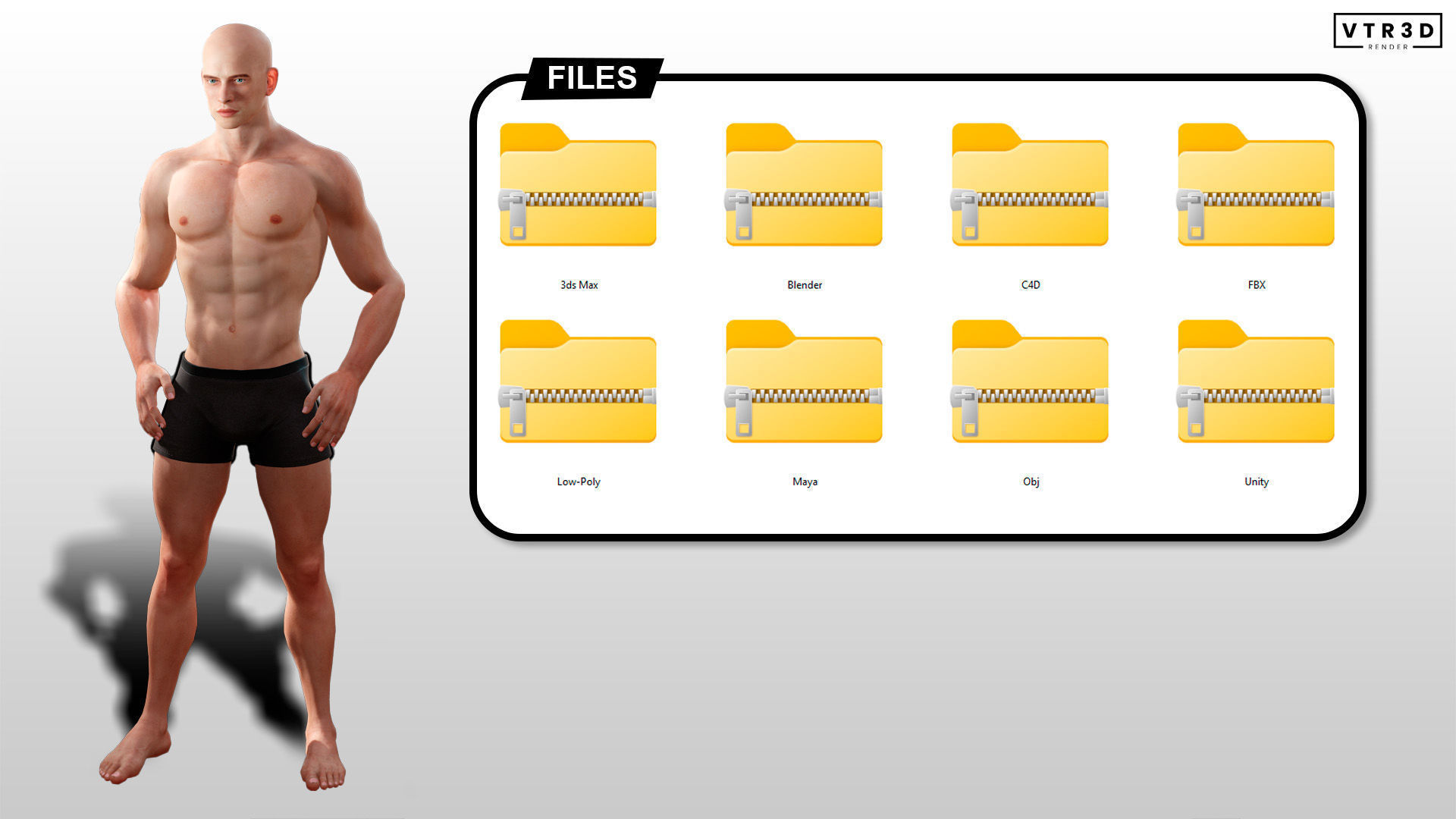 Realistic Male Female Base Bodies Game Ready Rigged Optimized 3D Model Collection_14