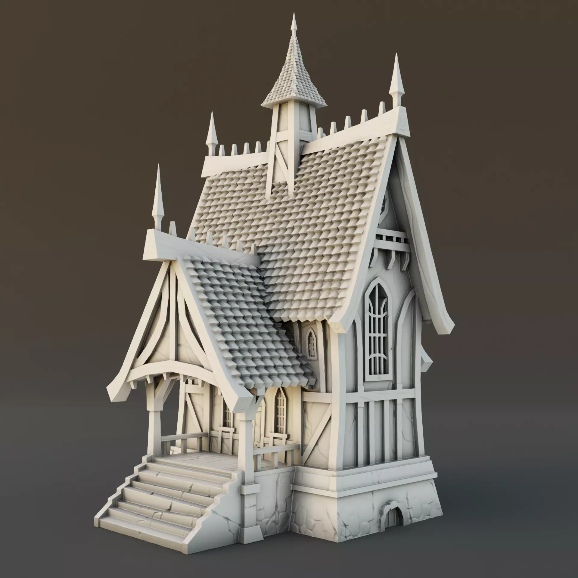 Medieval house 3D print model_0