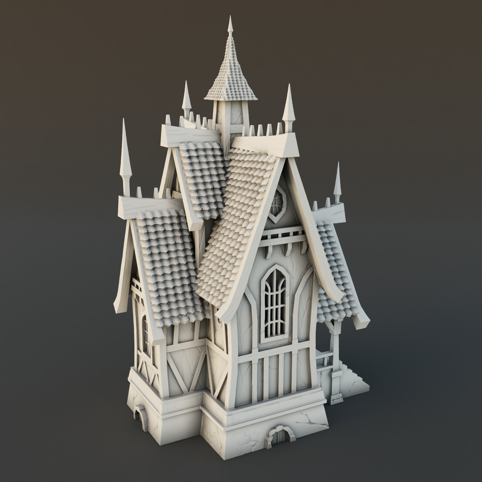 Medieval house 3D print model_1
