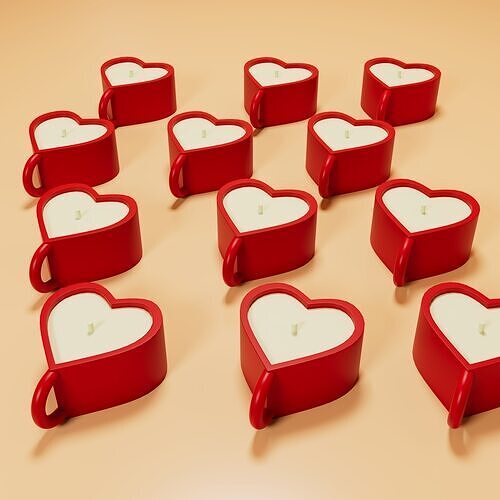 3d Printable STL File of Heart-Shaped Candle Cup 3D print model