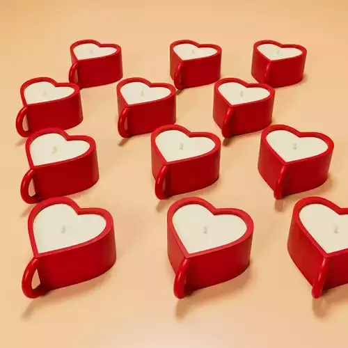 3d Printable STL File of Heart-Shaped Candle Cup