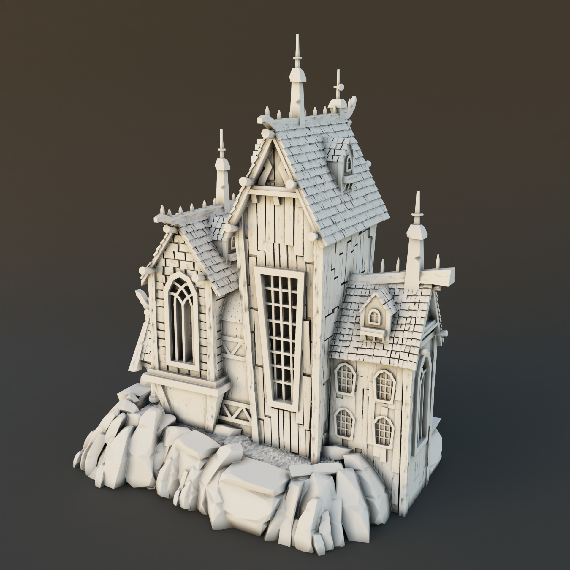 Medieval house 3D print model_1