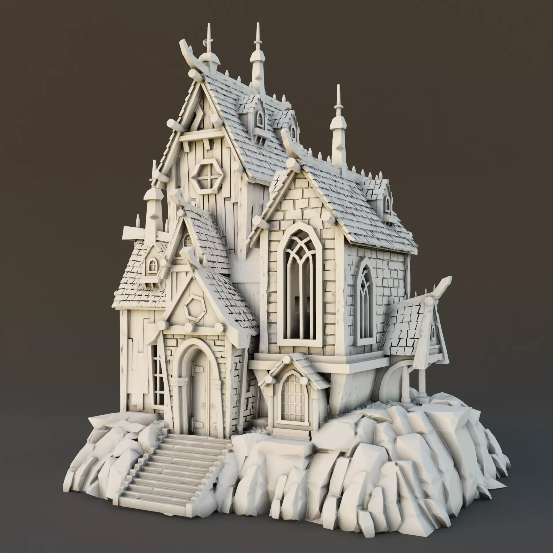 Medieval house 3D print model_0