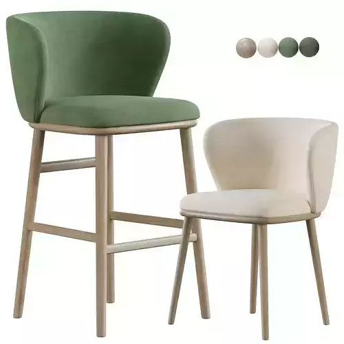 CISELIA BAR CHAIR SET 3D model