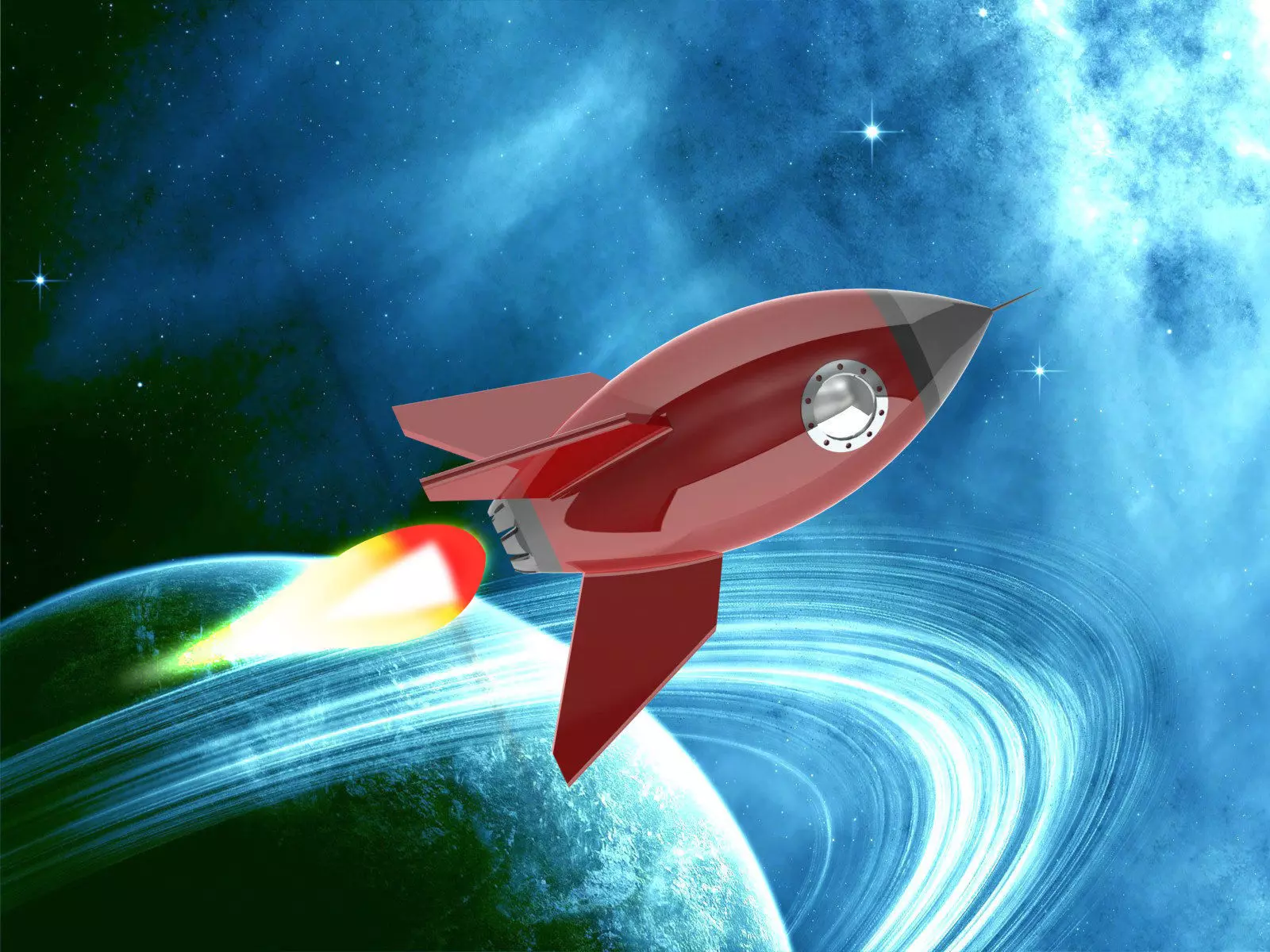 Cartoon Rocket Ship 3D model_0