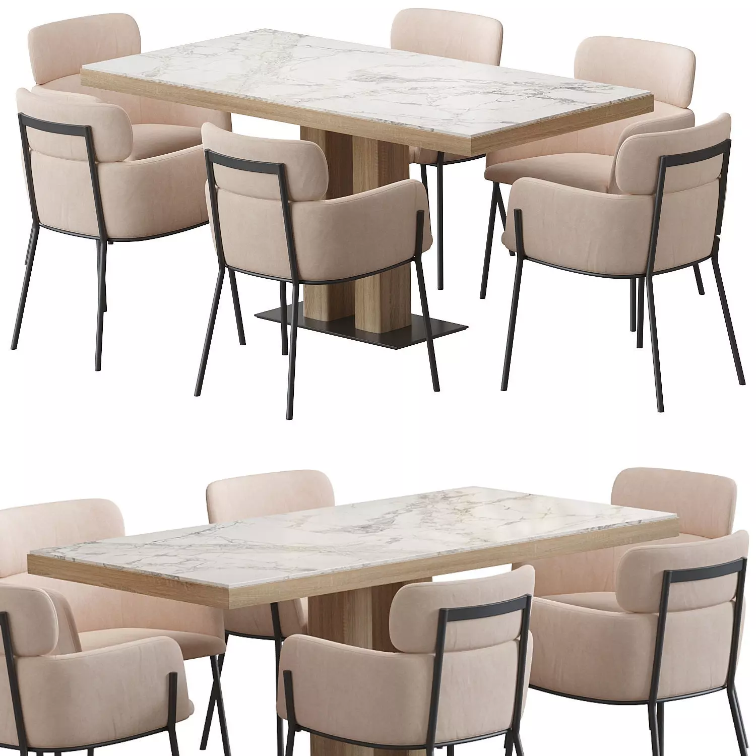 Azalea Dining chair twix set 3D model