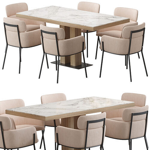 Azalea Dining chair twix set 3D model