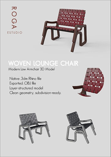  Contemporary Woven Chair - 3D Model Rhino - OBJ - ROGA Studio 3D model