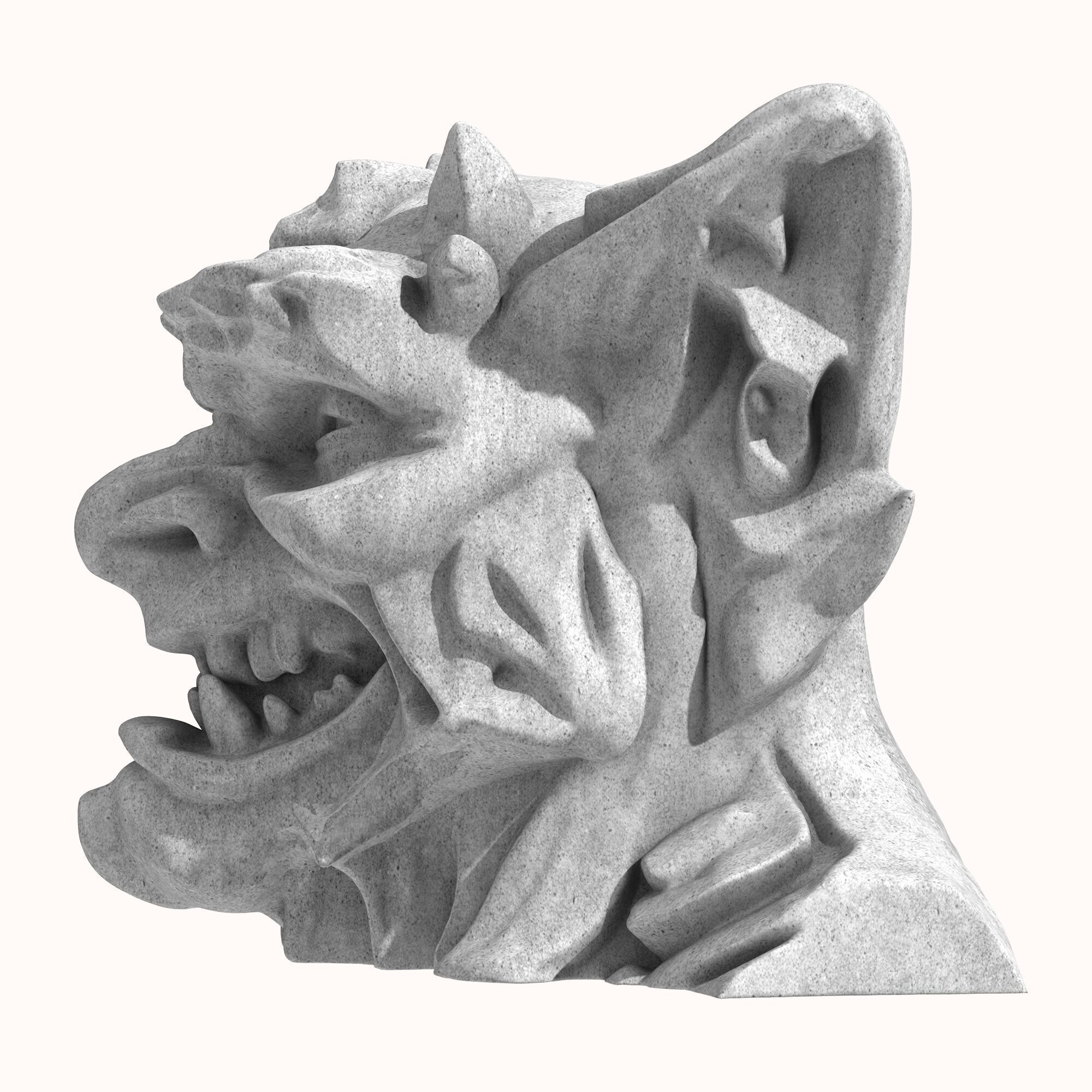 Gargoyle Head 5 3D model_2