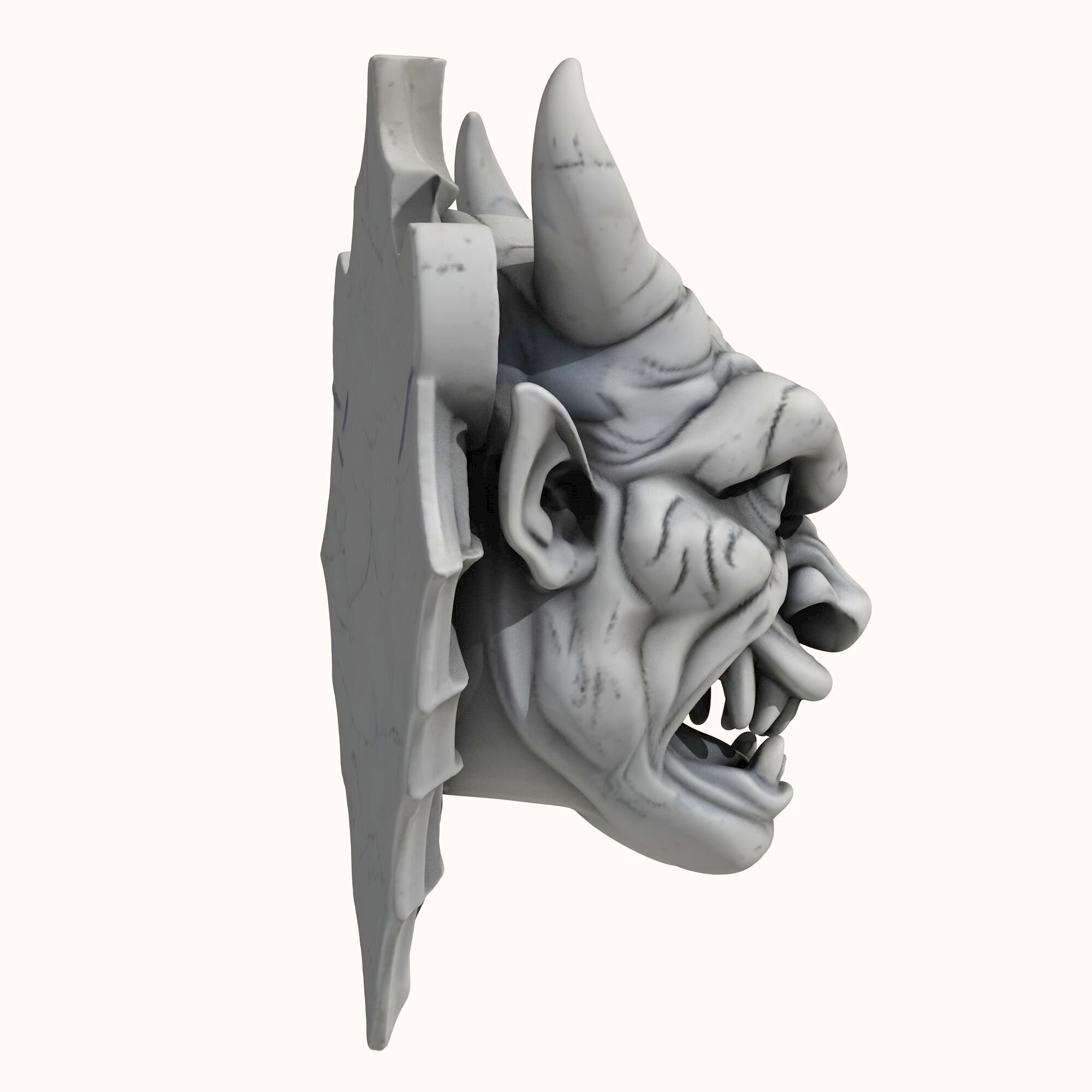 Gargoyle Head 4 3D model_4