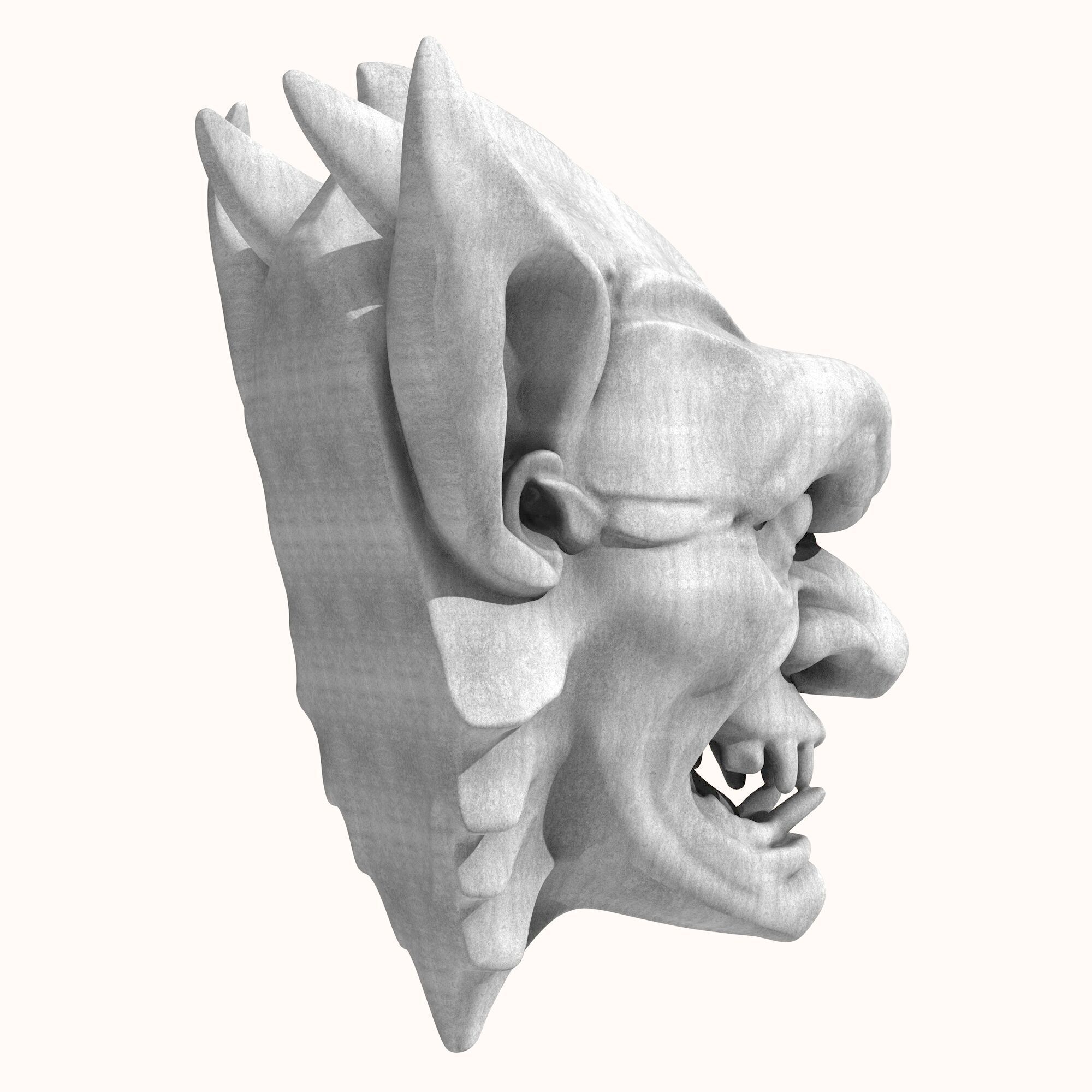 Gargoyle Head 2 3D model_4