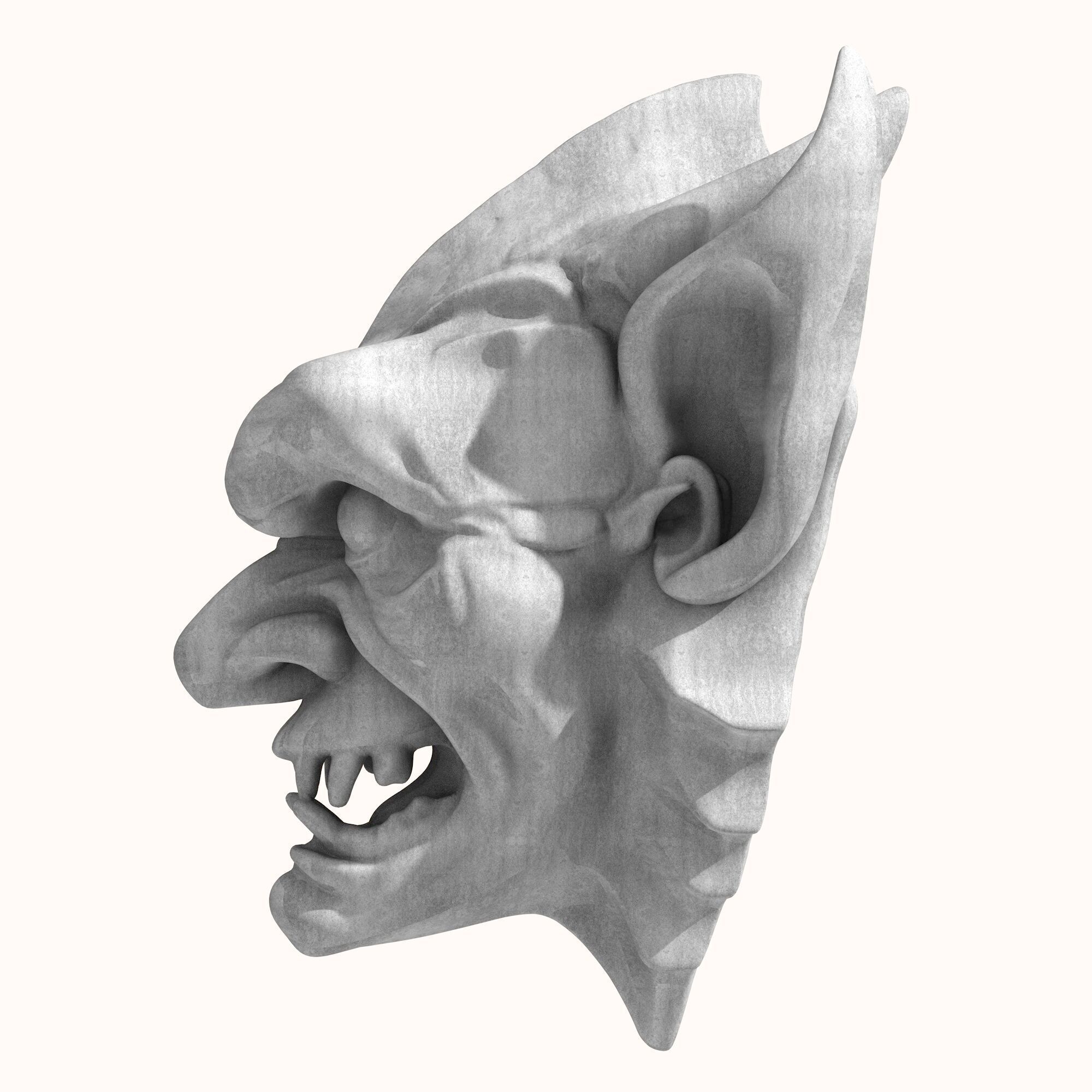 Gargoyle Head 2 3D model_2