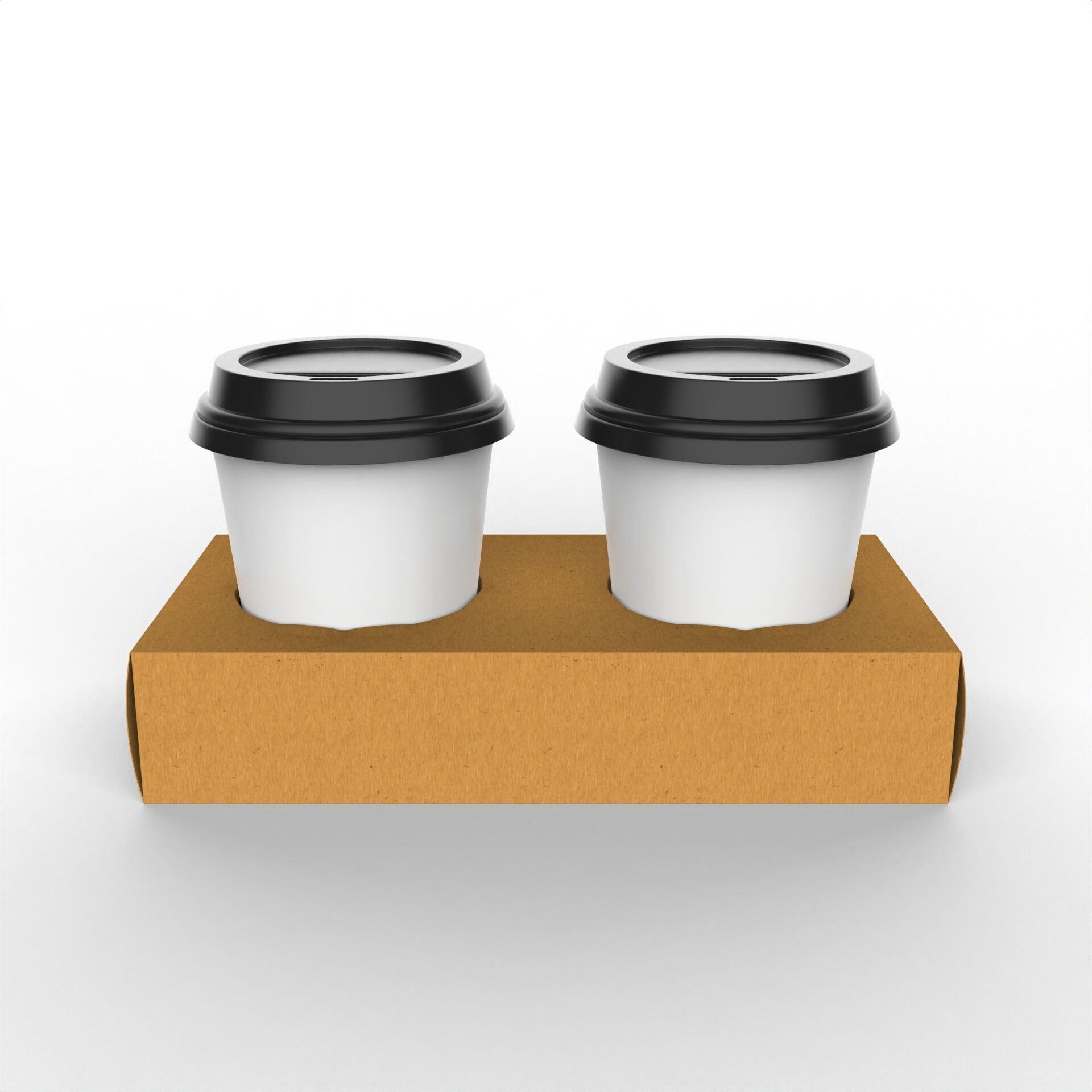 Two Coffee Cups with Kraft Paper Holder Texture_1