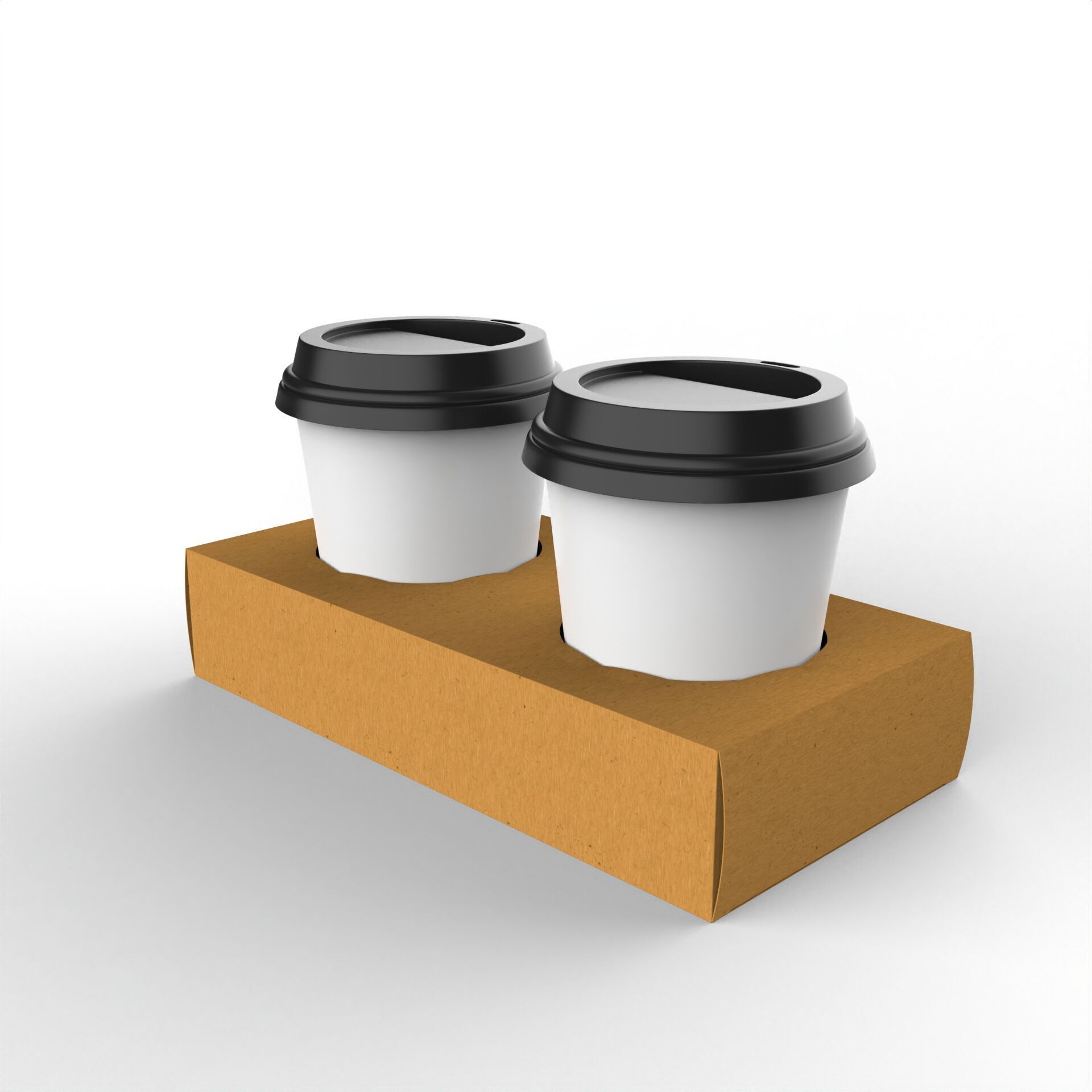 Two Coffee Cups with Kraft Paper Holder Texture_2