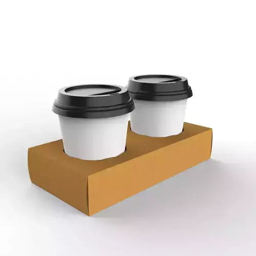 Two Coffee Cups with Kraft Paper Holder