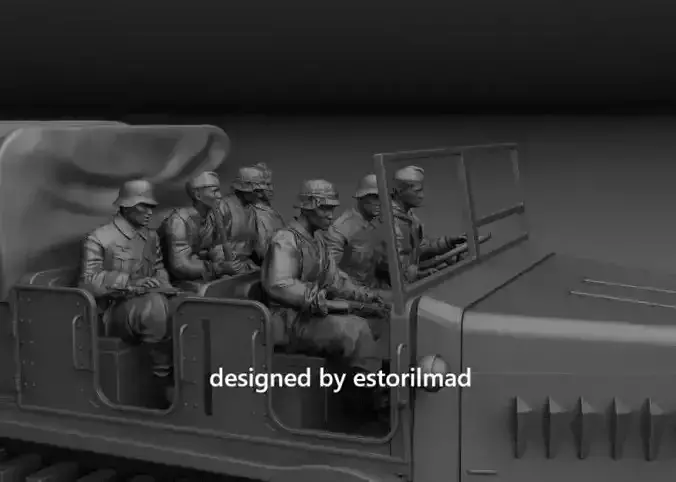 WW2 7 GERMAN SOLDIERS SITTING FAMO 18T