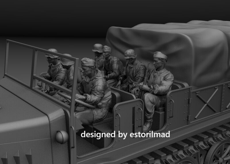 WW2 7 GERMAN SOLDIERS SITTING FAMO 18T 3D print model_1
