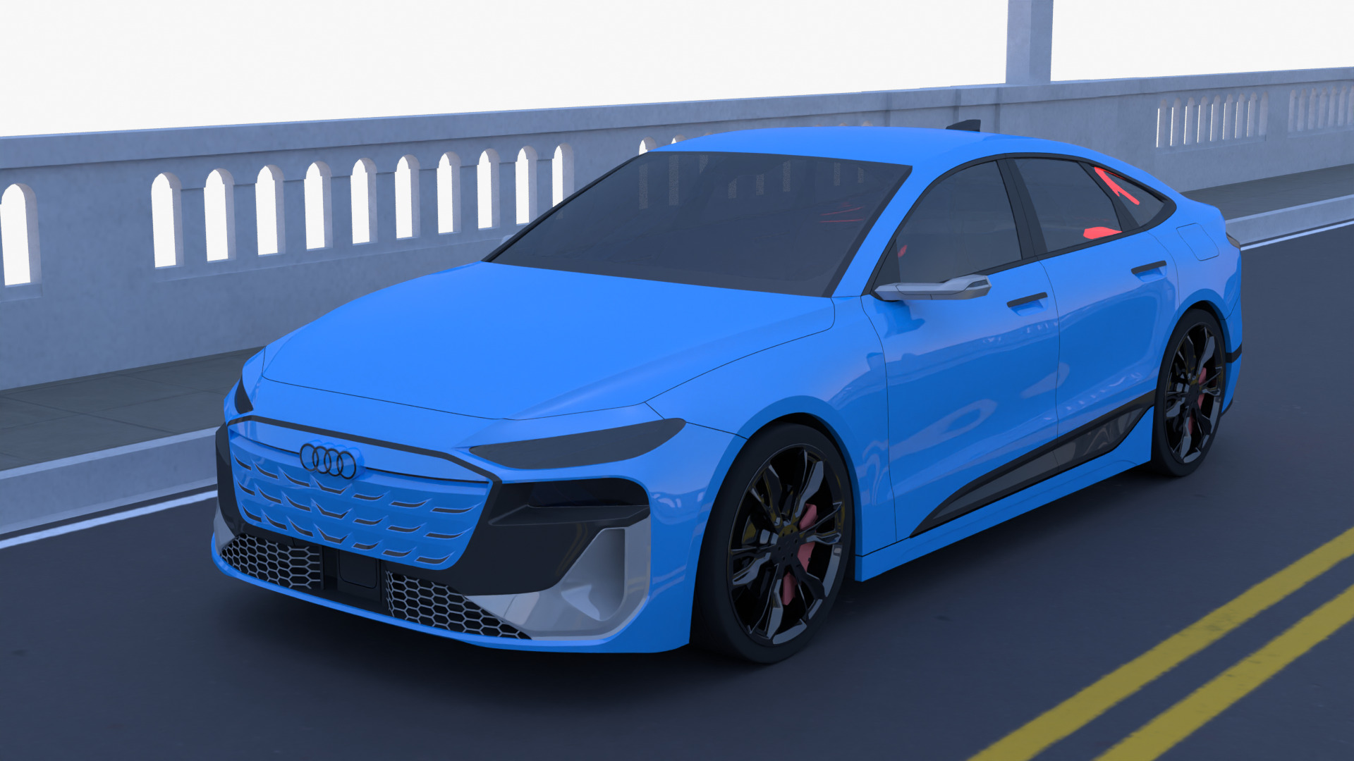 Bridge with cars 2025 3D model_7