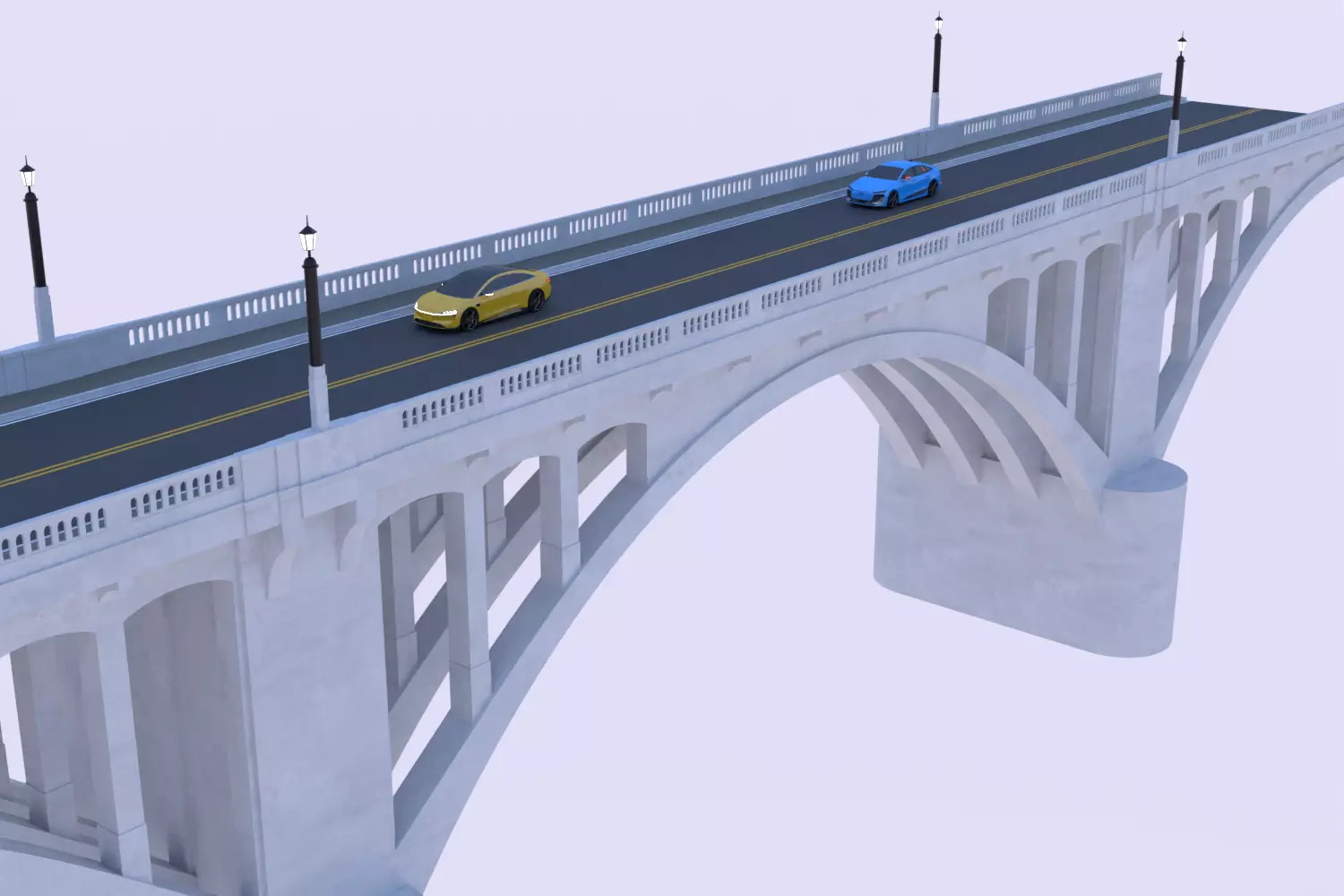 Bridge with cars 2025 3D model_0